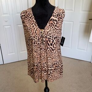 NWT INC Leopard Zip Up Top (M)